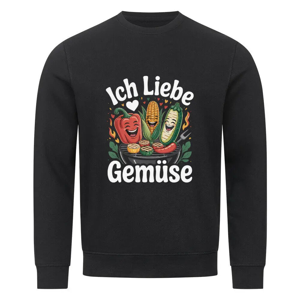 Ich Liebe Gemüse – Premium Organic Sweatshirt – Motivdruck in Schwarz
