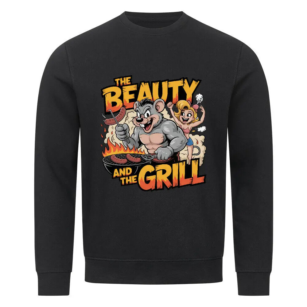 The Beauty and the Grill – Premium Organic Sweatshirt – Motivdruck in Schwarz