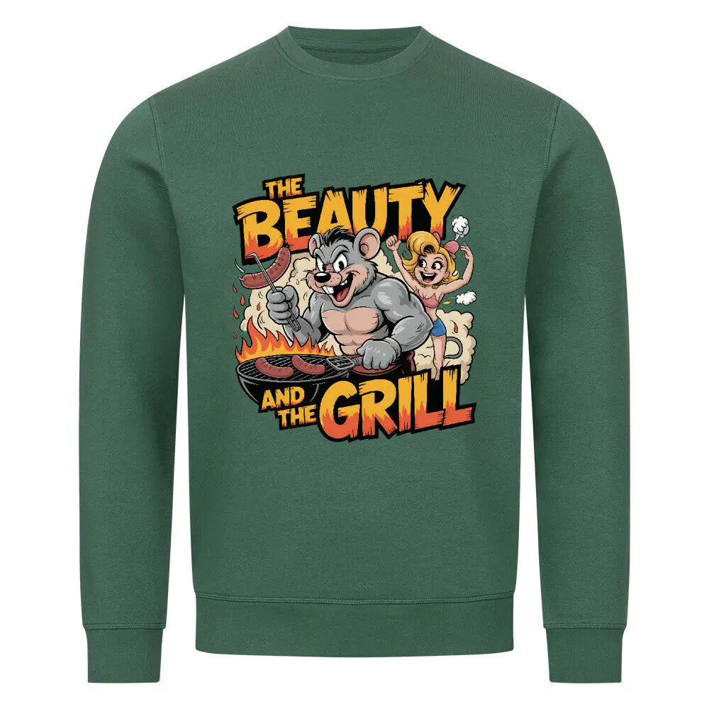 The Beauty and the Grill – Premium Organic Sweatshirt – Motivdruck in Varsity Green