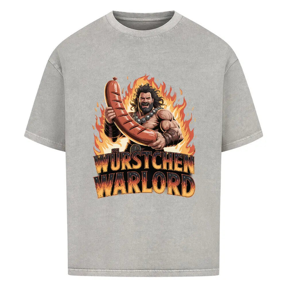 WÜRSTCHEN WARLORD – Oversized Shirt – Motivdruck in Washed Grey
