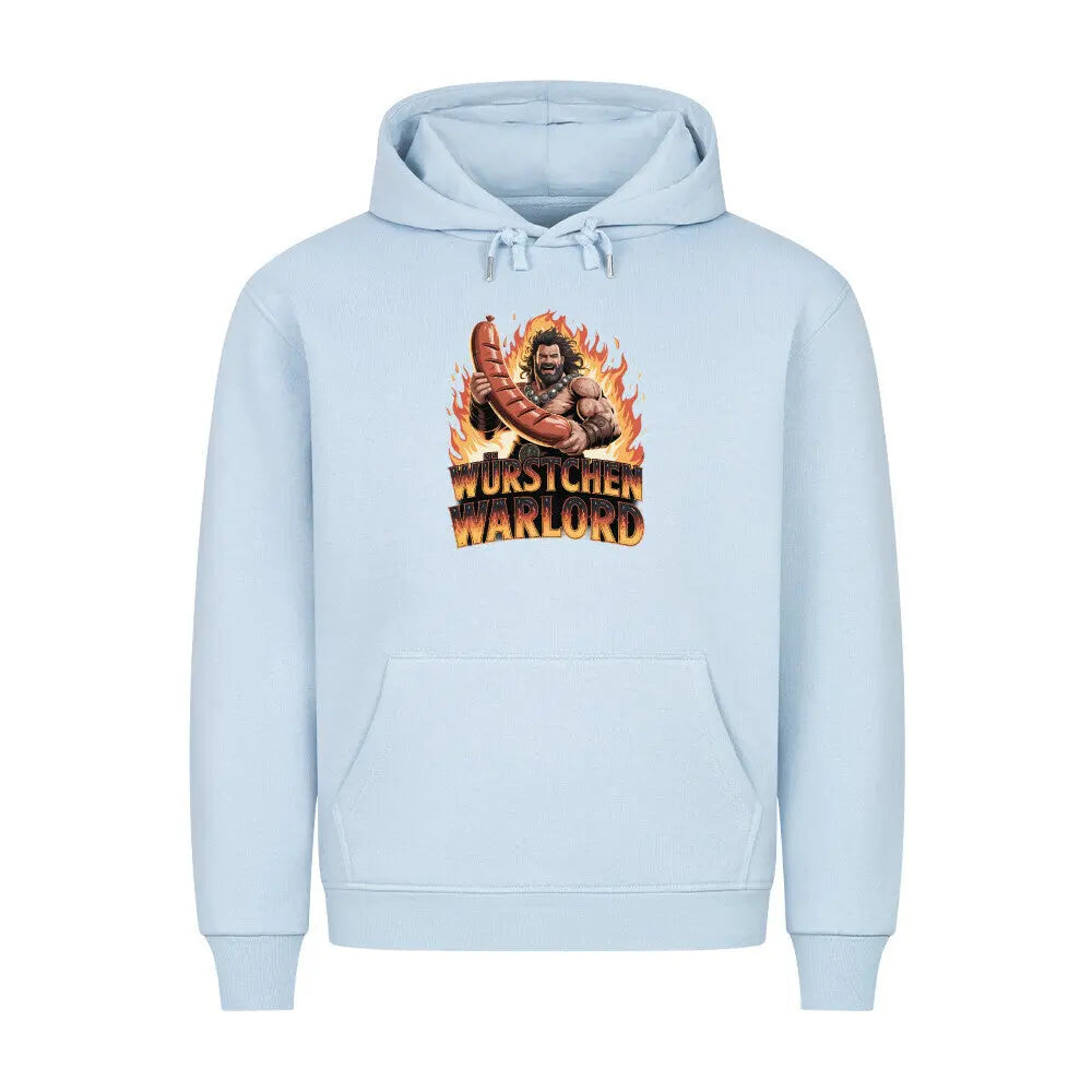 WÜRSTCHEN WARLORD – PREMIUM HOODIE – Motivdruck in Babyblau