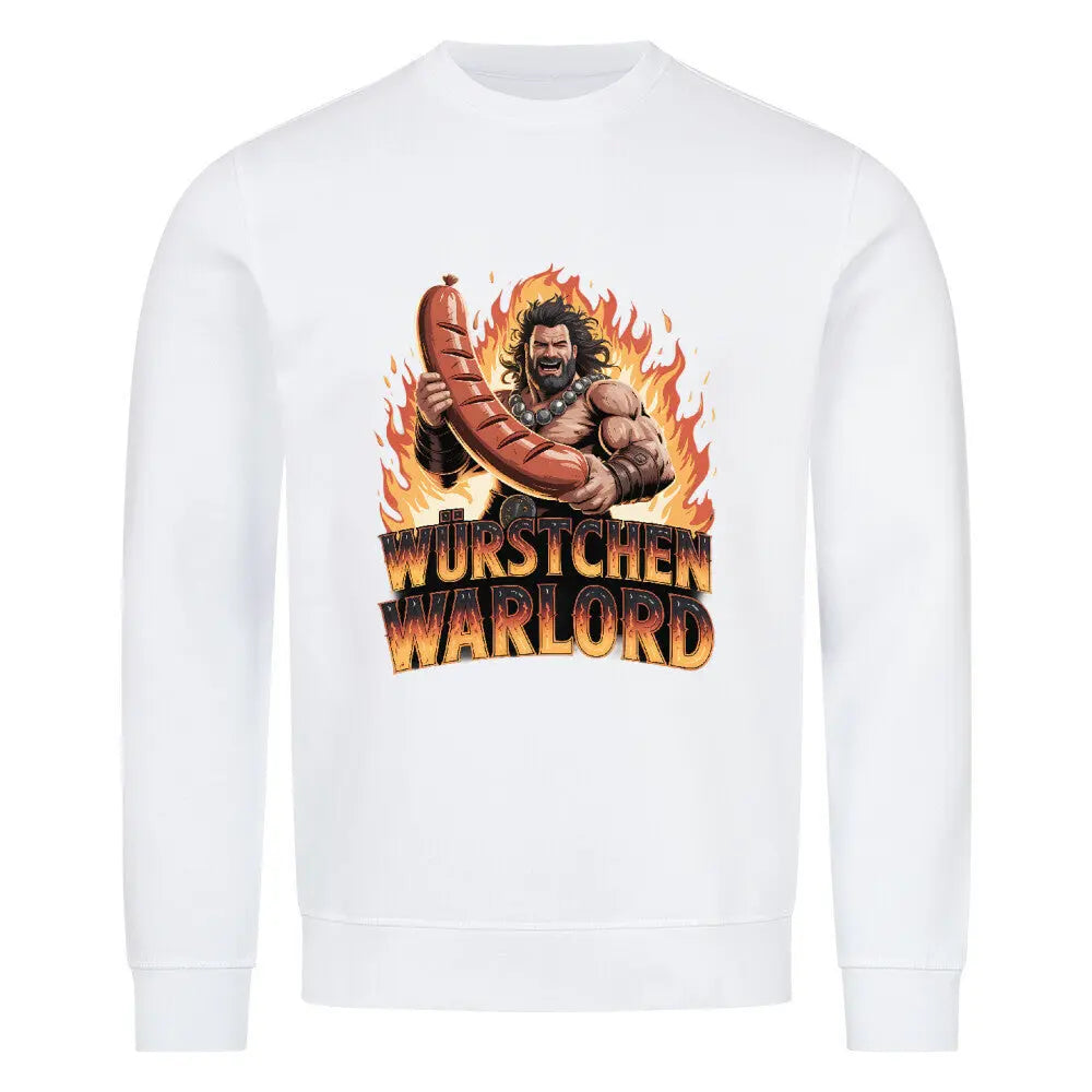 WÜRSTCHEN WARLORD – PREMIUM ORGANIC SWEATSHIRT – Motivdruck in Weiß