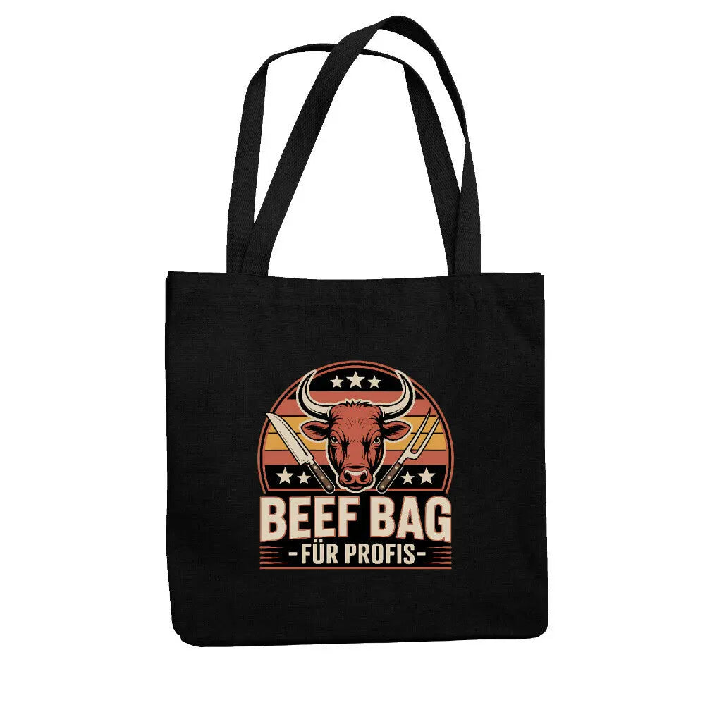 BEEF BAG FÜR PROFIS – Jutebeutel – Motivdruck in Schwarz