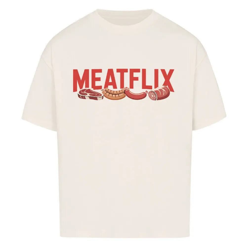 MEATFLIX – Oversized Shirt – Motivdruck in Natural Raw