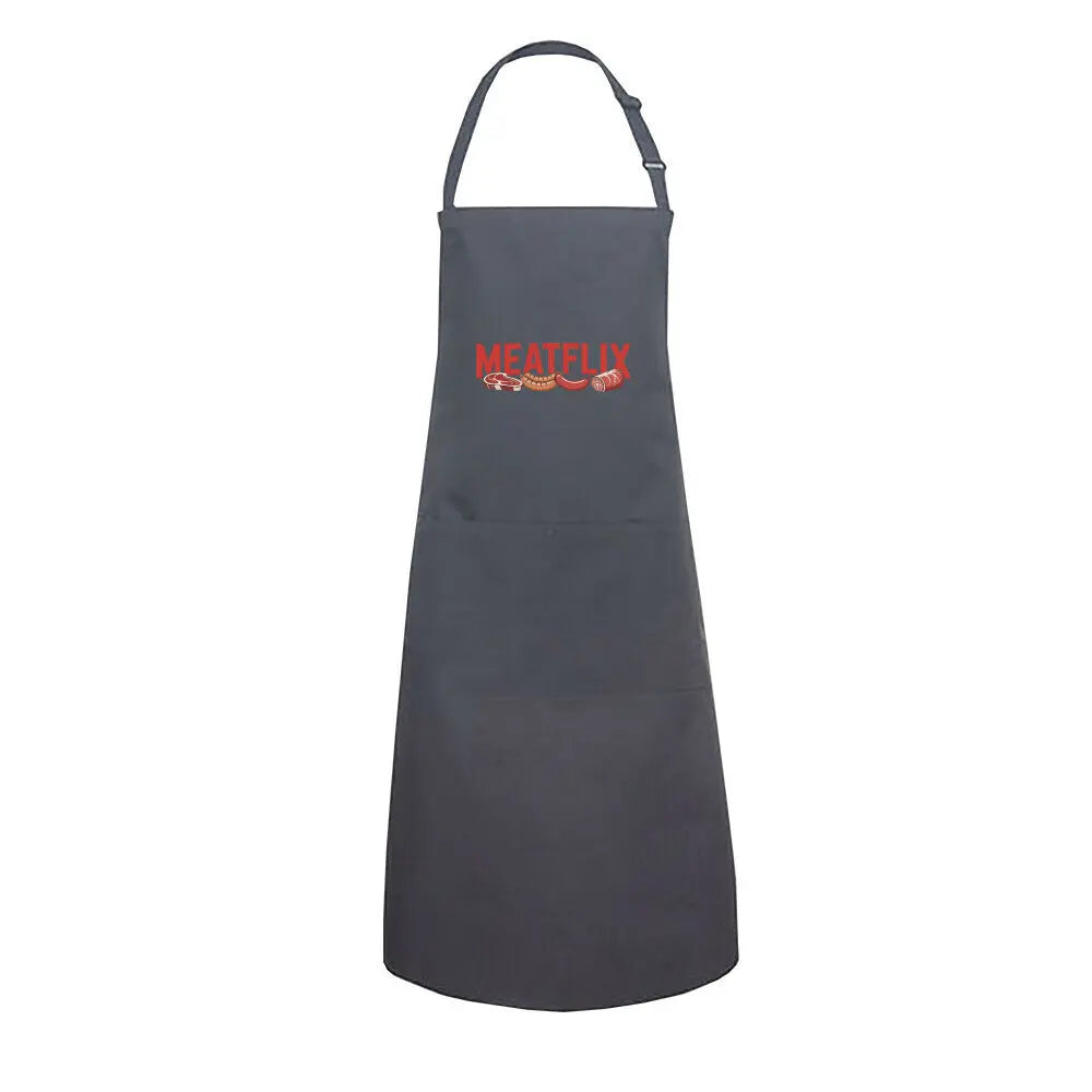MEATFLIX Grillschürze – Style & Schutz für echte Grillhelden – Motivdruck in Anthrazit