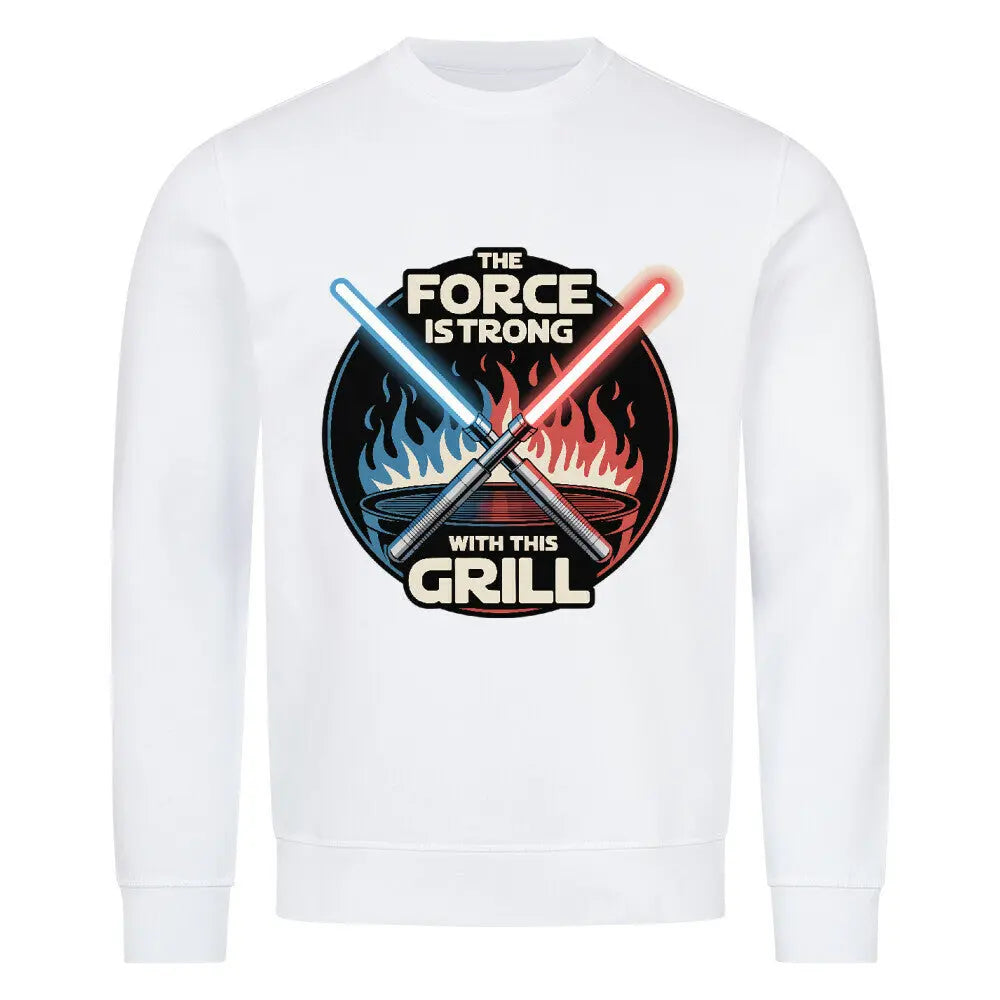 The Force Is Strong With This Grill – Premium Organic Sweatshirt – Motivdruck in Weiß