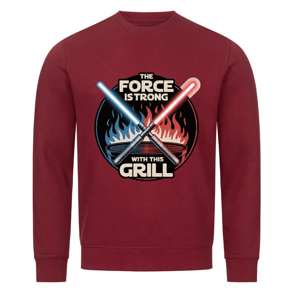 The Force Is Strong With This Grill – Premium Organic Sweatshirt – Motivdruck in Burgunder