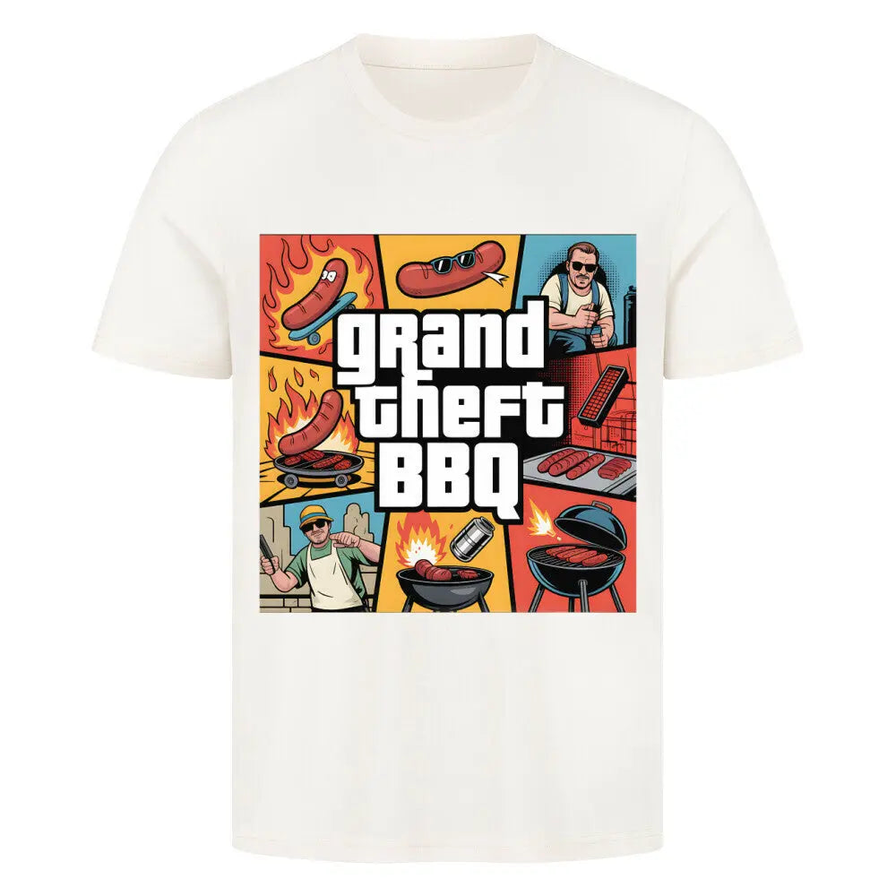 Grand Theft BBQ – Premium T-Shirt – Motivdruck in Natural Raw