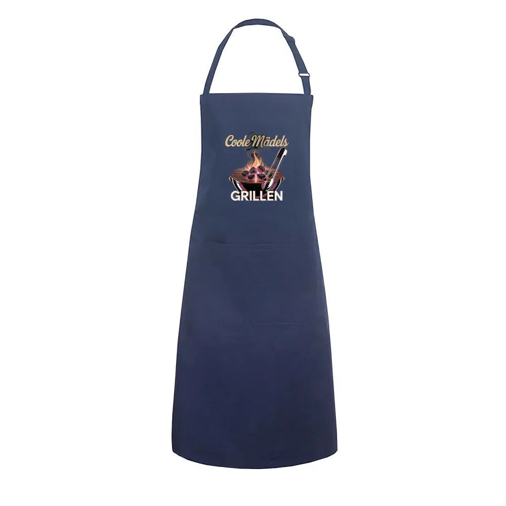 Coole Mädels grillen – Grillschürze – Motivdruck in Navy