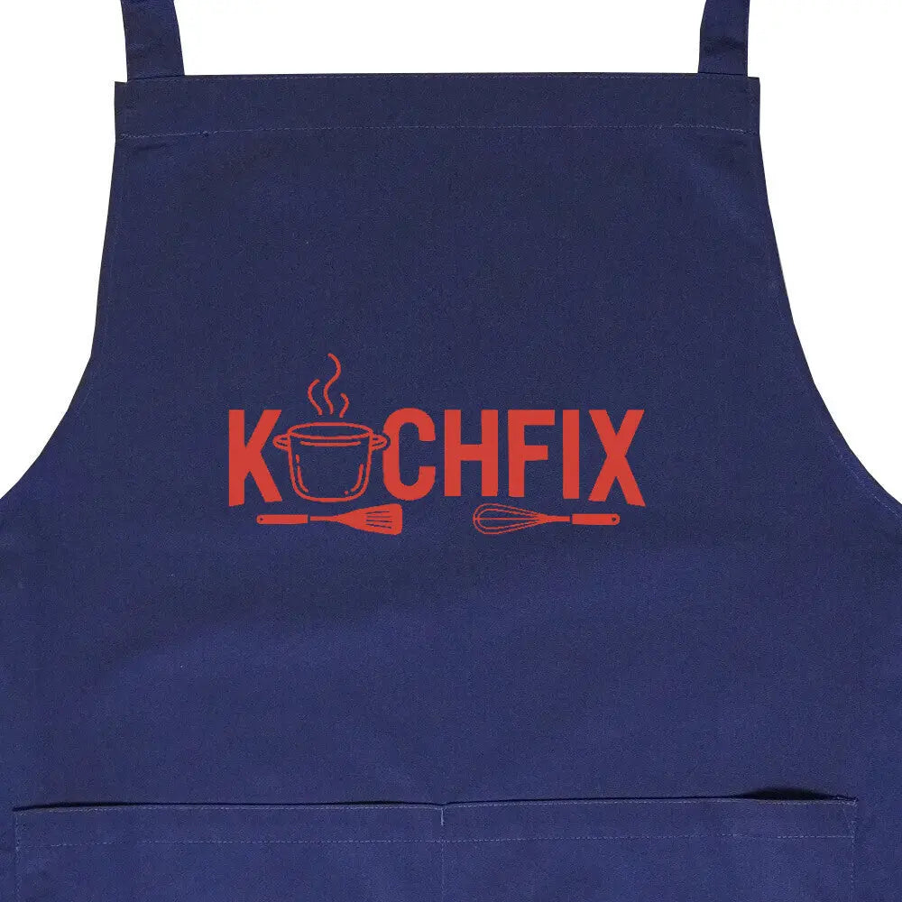 Kochfix – Kochschürze – Motivdruck in Navy, Nahaufnahme