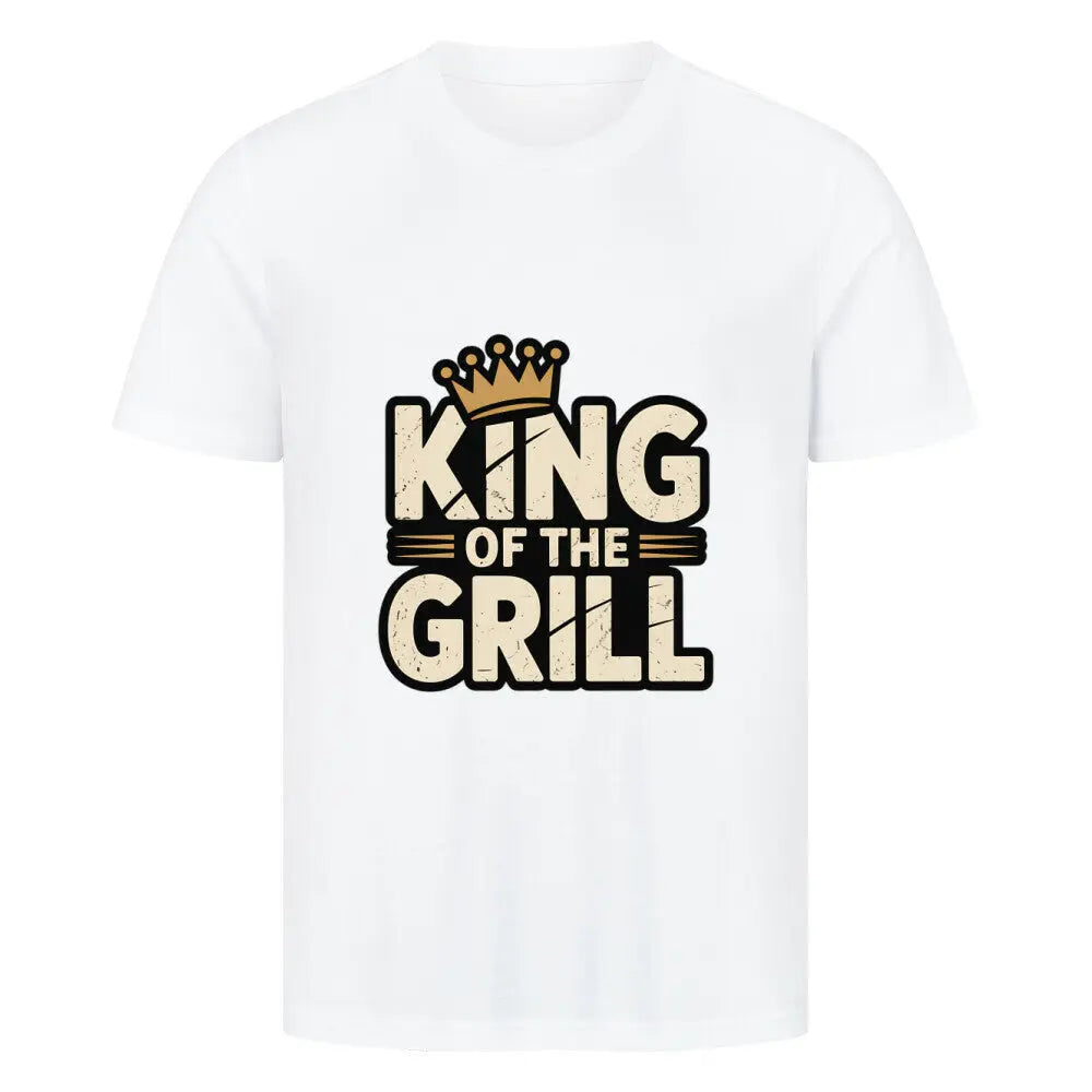 KING OF THE GRILL – Premium T-Shirt – Motivdruck in Weiß