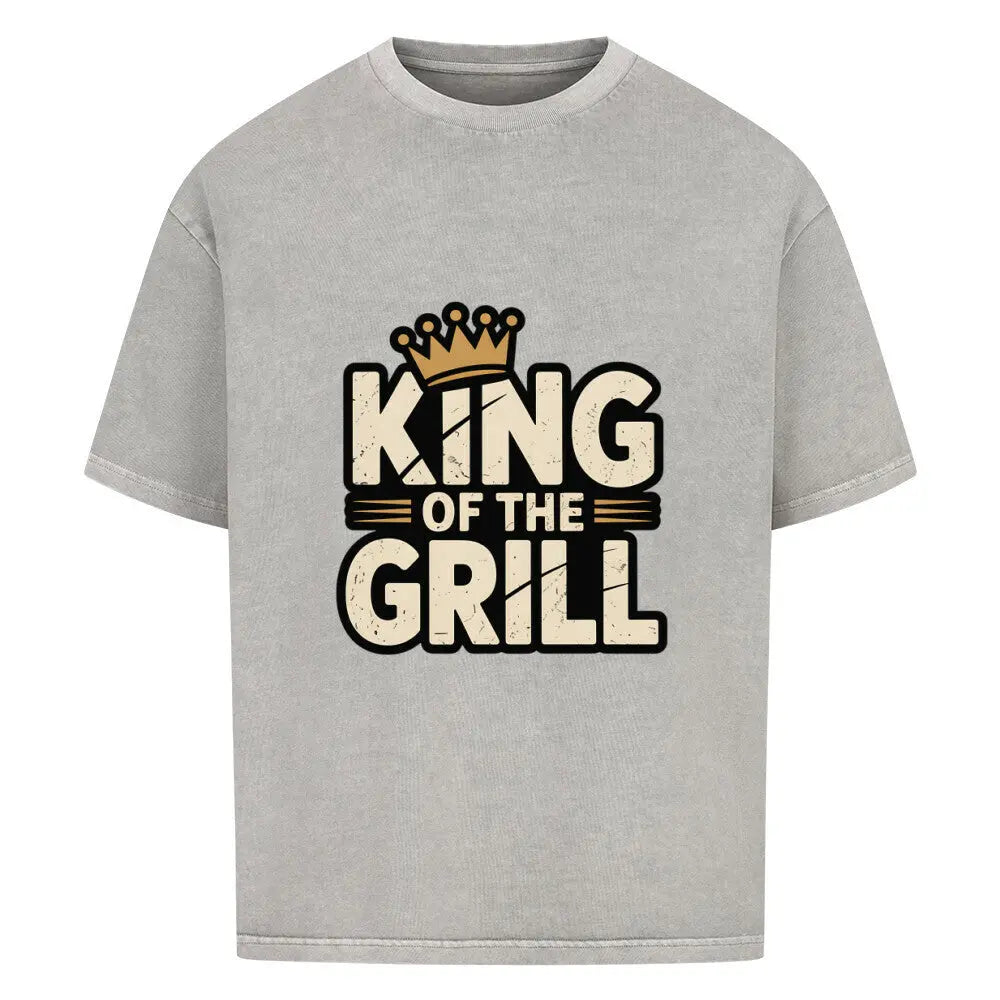KING OF THE GRILL – Oversized Shirt – Motivdruck in Washed Grey