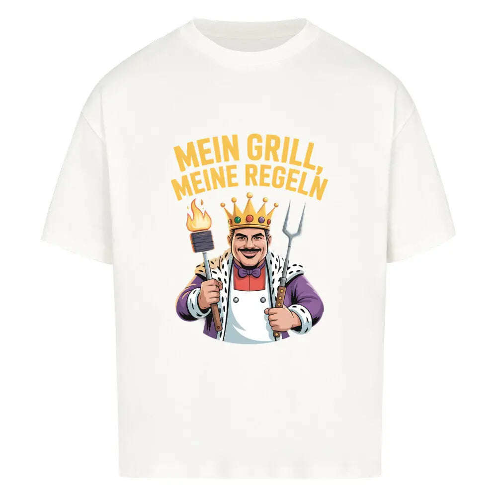 Mein Grill, Meine Regeln – Oversized Shirt – Motivdruck in Weiß
