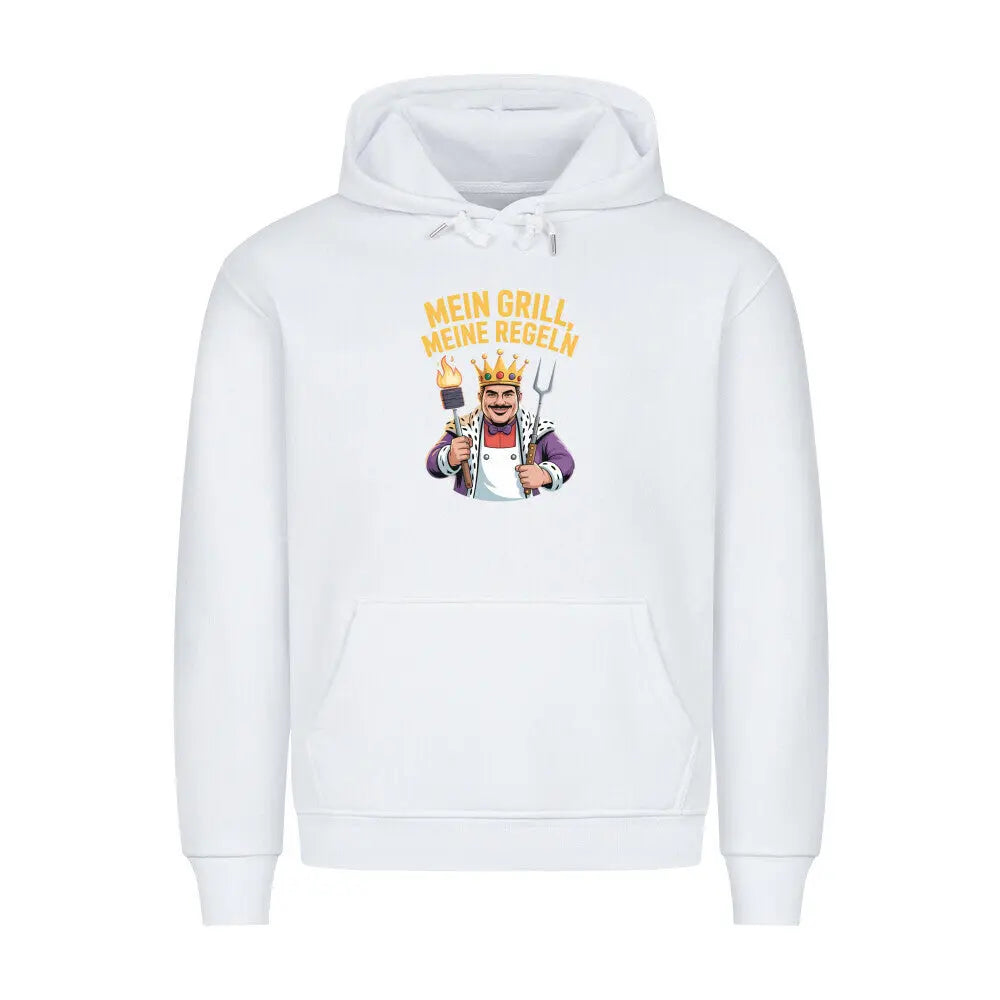 Mein Grill, Meine Regeln – Premium Hoodie – Motivdruck in Weiß