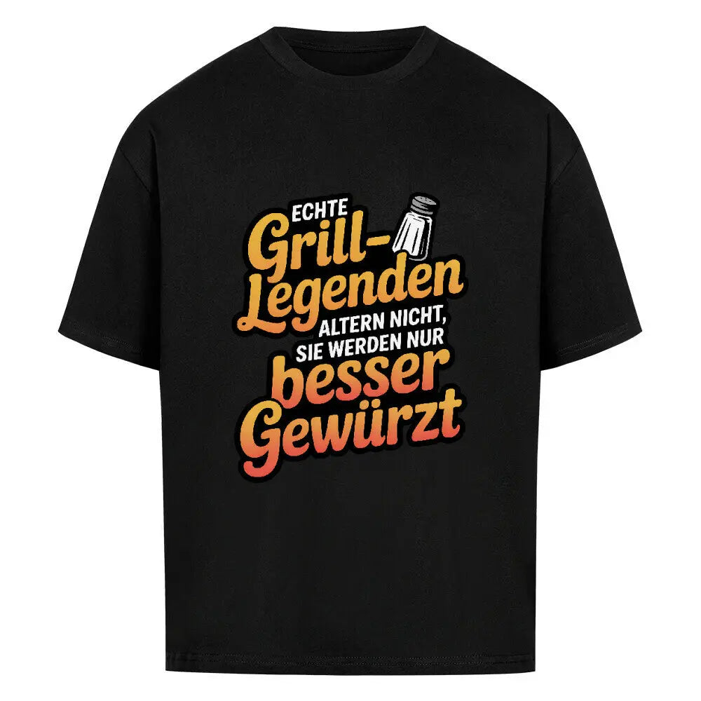 Echte Grill-Legenden – Oversized Shirt – Motivdruck in Schwarz