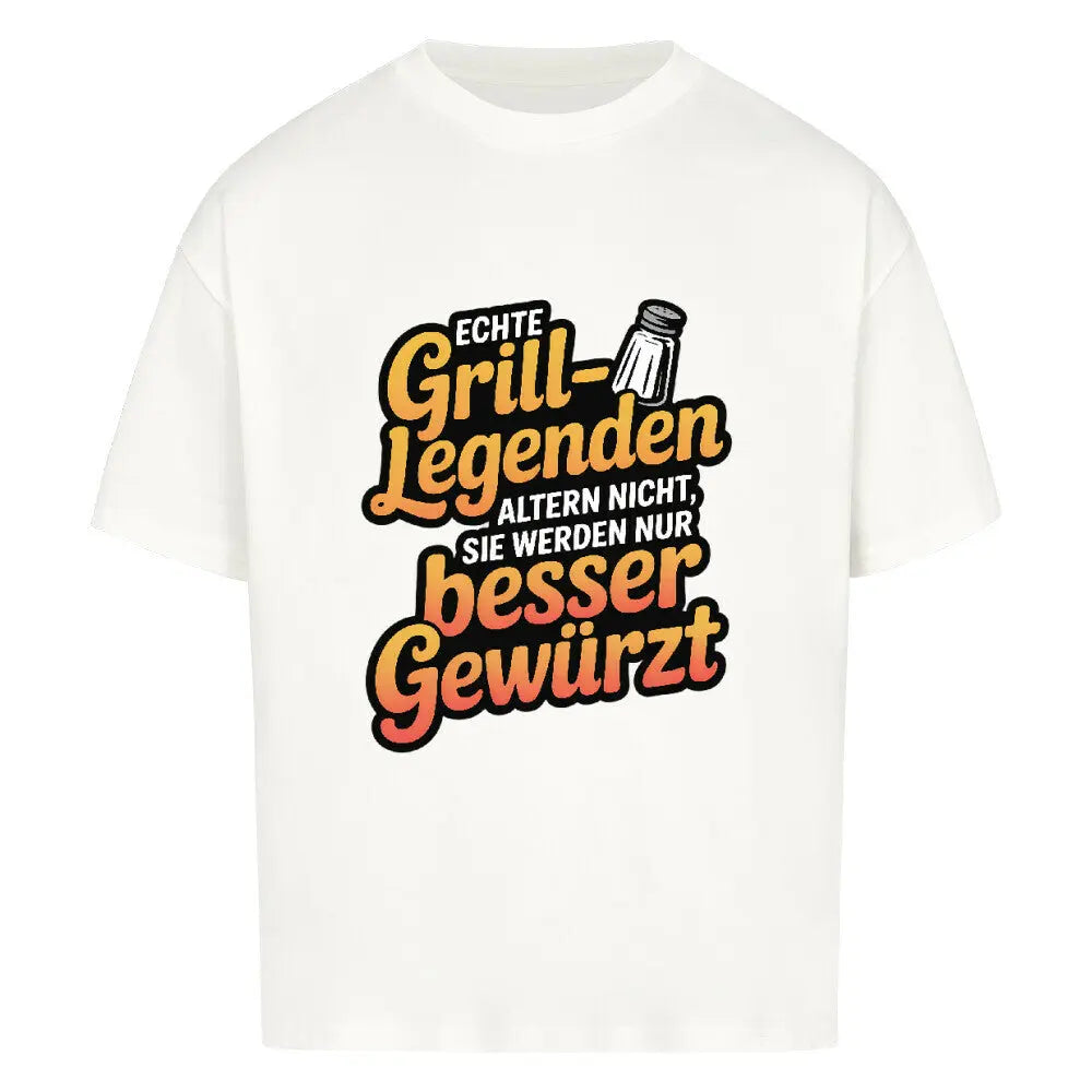 Echte Grill-Legenden – Oversized Shirt – Motivdruck in Weiß
