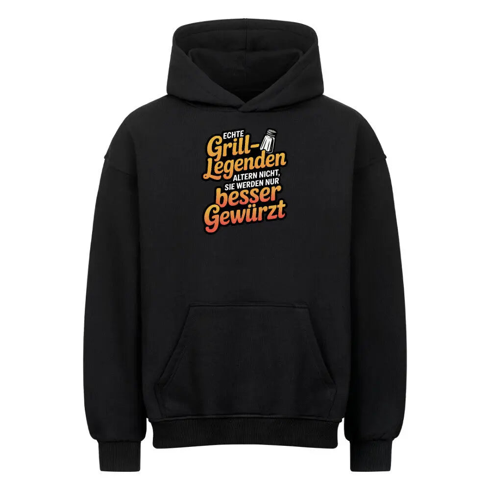Echte Grill-Legenden – Oversized Hoodie – Motivdruck in Schwarz