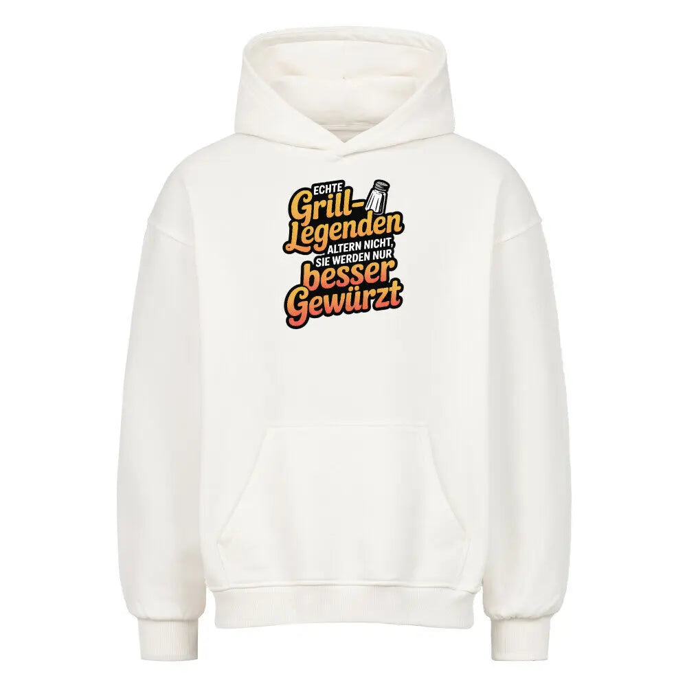 Echte Grill-Legenden – Oversized Hoodie – Motivdruck in Weiß