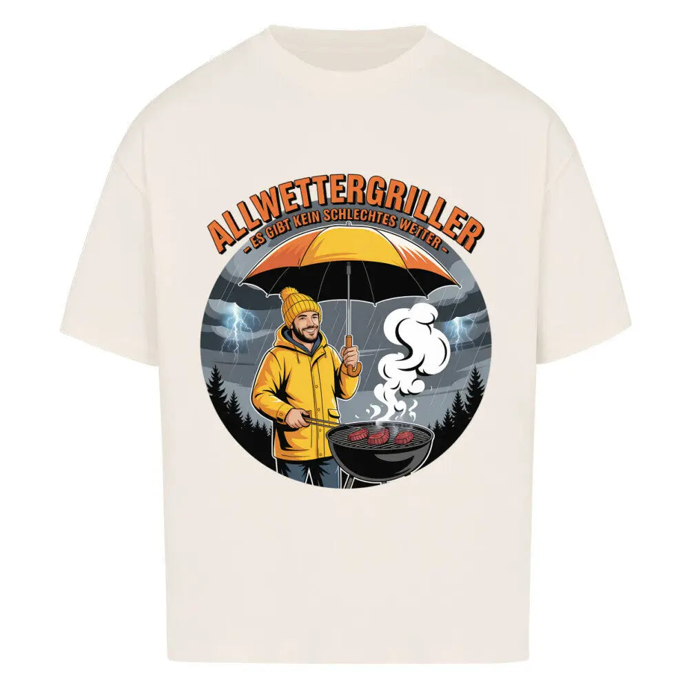 Allwettergriller – Oversized Shirt – Motivdruck in Natural Raw
