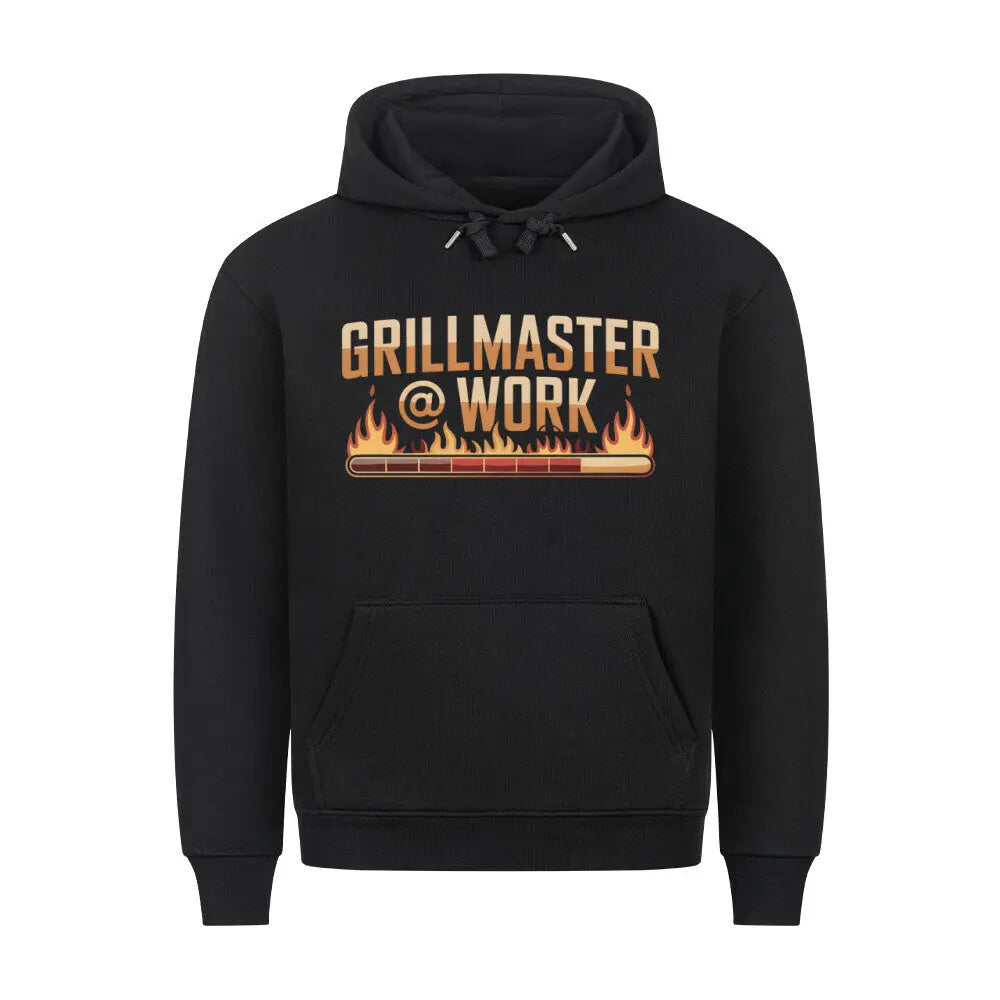 Grillmaster @ Work – Premium Hoodie – Motivdruck in Schwarz