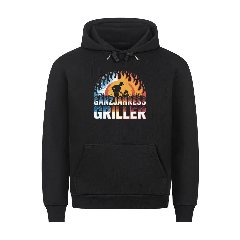 Ganzjahres-Griller – Premium Hoodie – Motivdruck in Schwarz