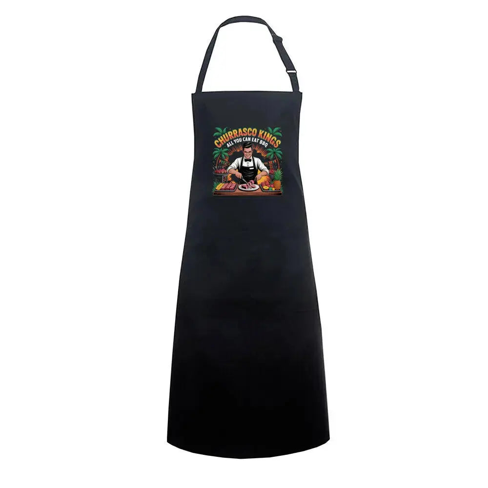 Churrasco Kings Grillschürze – All You Can Eat BBQ | Profi-Latzschürze – Motivdruck in Schwarz