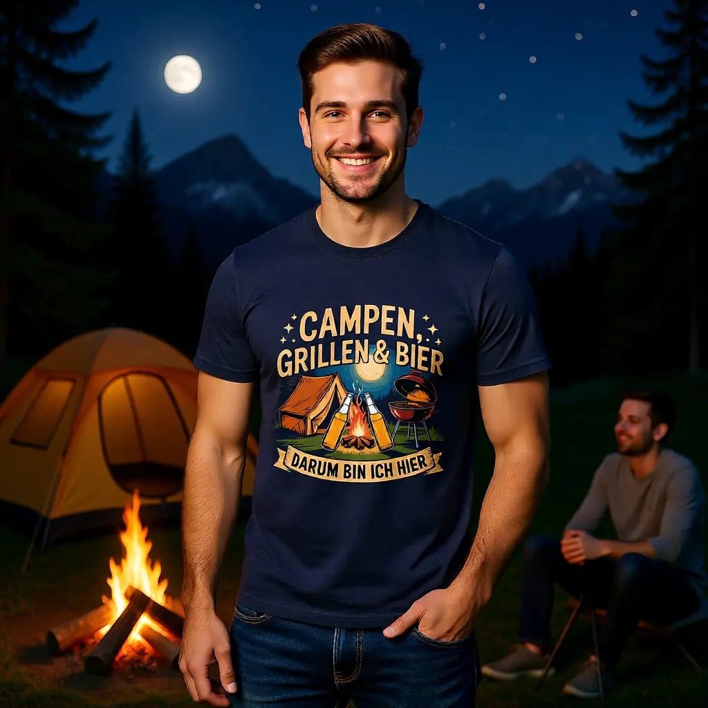 Campen, Grillen & Bier – Premium T-Shirt – Meatware Produktfoto