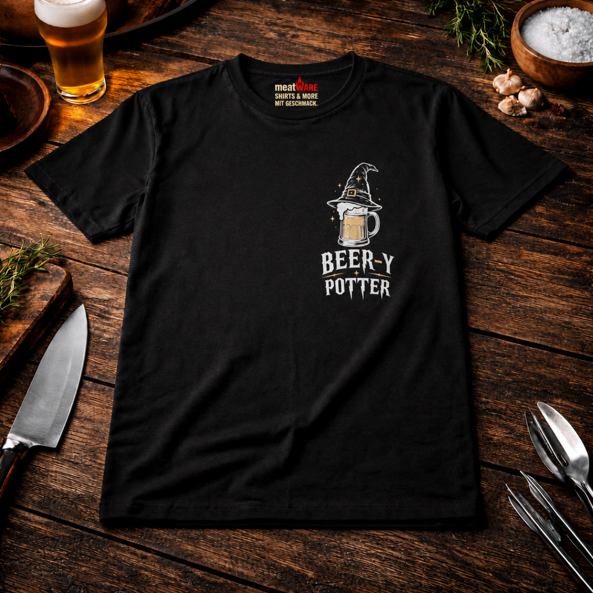 Beer-Y-Potter- Premium Streetware T-Shirt – Meatware Produktfoto