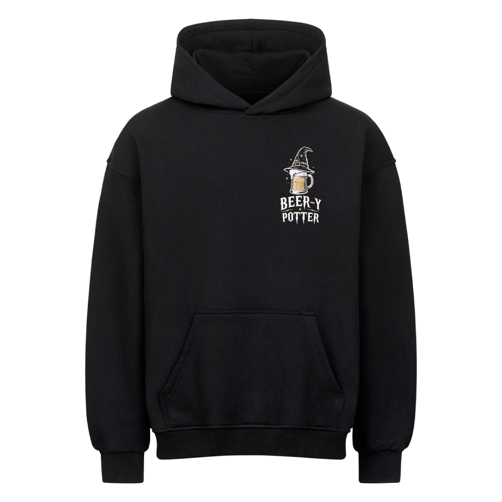 Beer-Y-Potter - Oversized Streetware Hoodie – Motivdruck in Schwarz