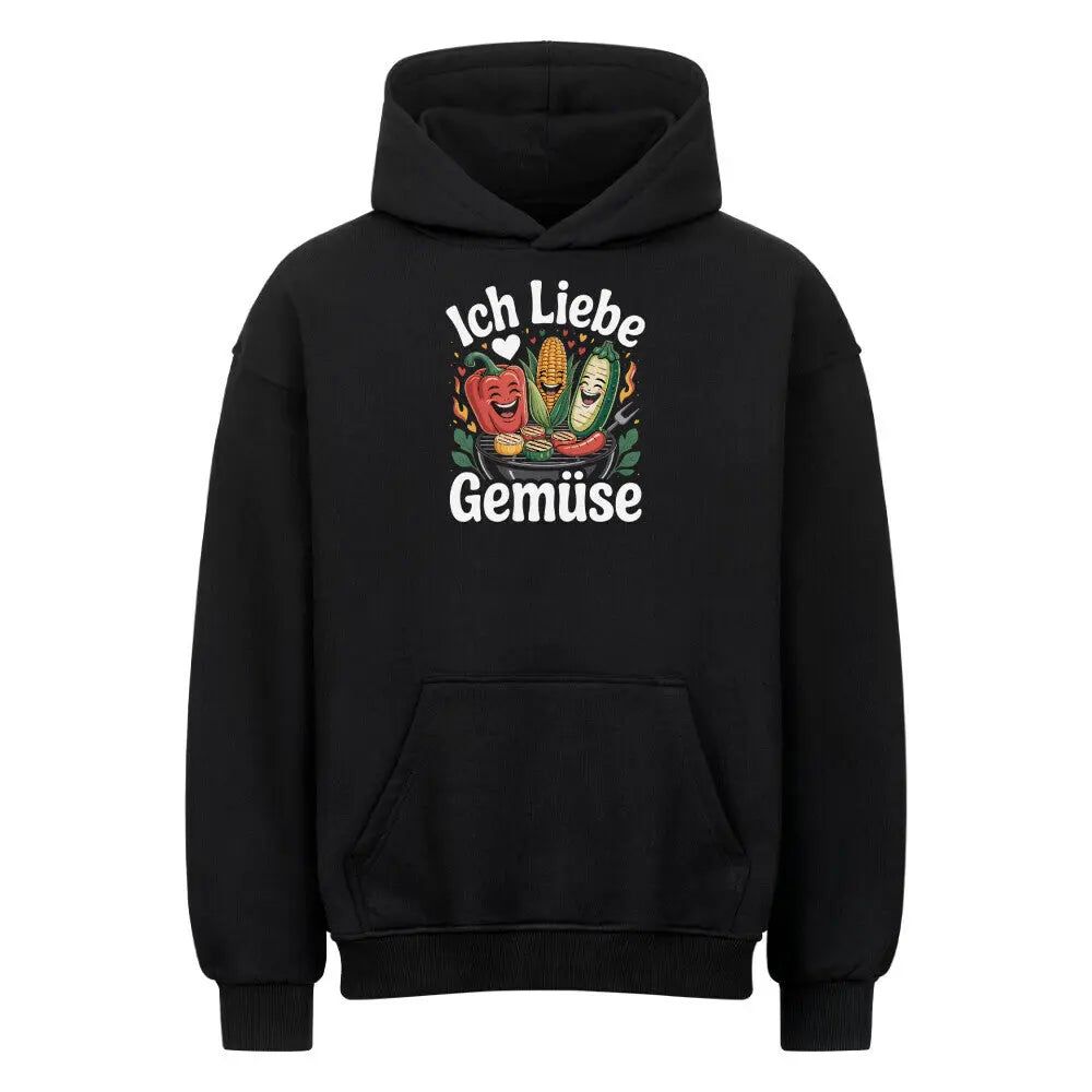 Ich Liebe Gemüse – Oversized Hoodie – Motivdruck in Schwarz