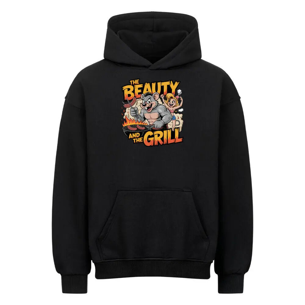 The Beauty and the Grill – Oversized Hoodie – Motivdruck in Schwarz