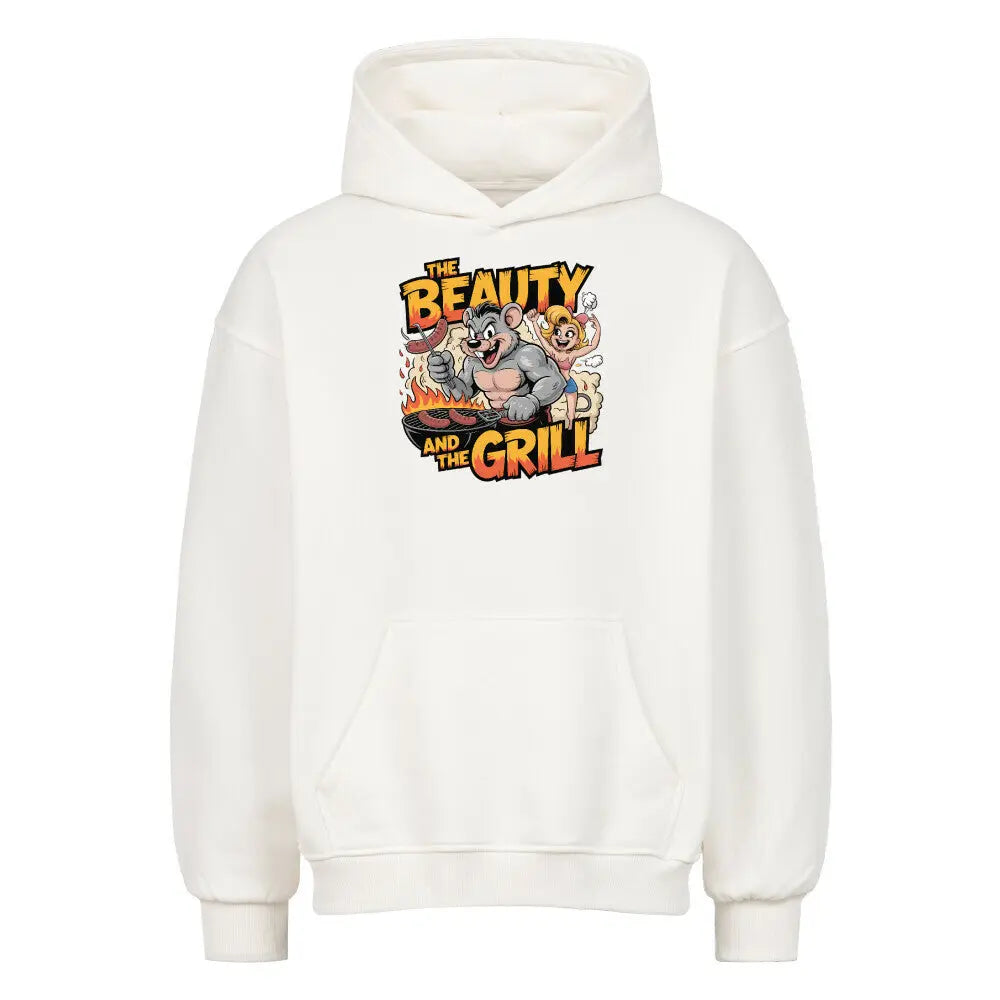 The Beauty and the Grill – Oversized Hoodie – Motivdruck in Weiß