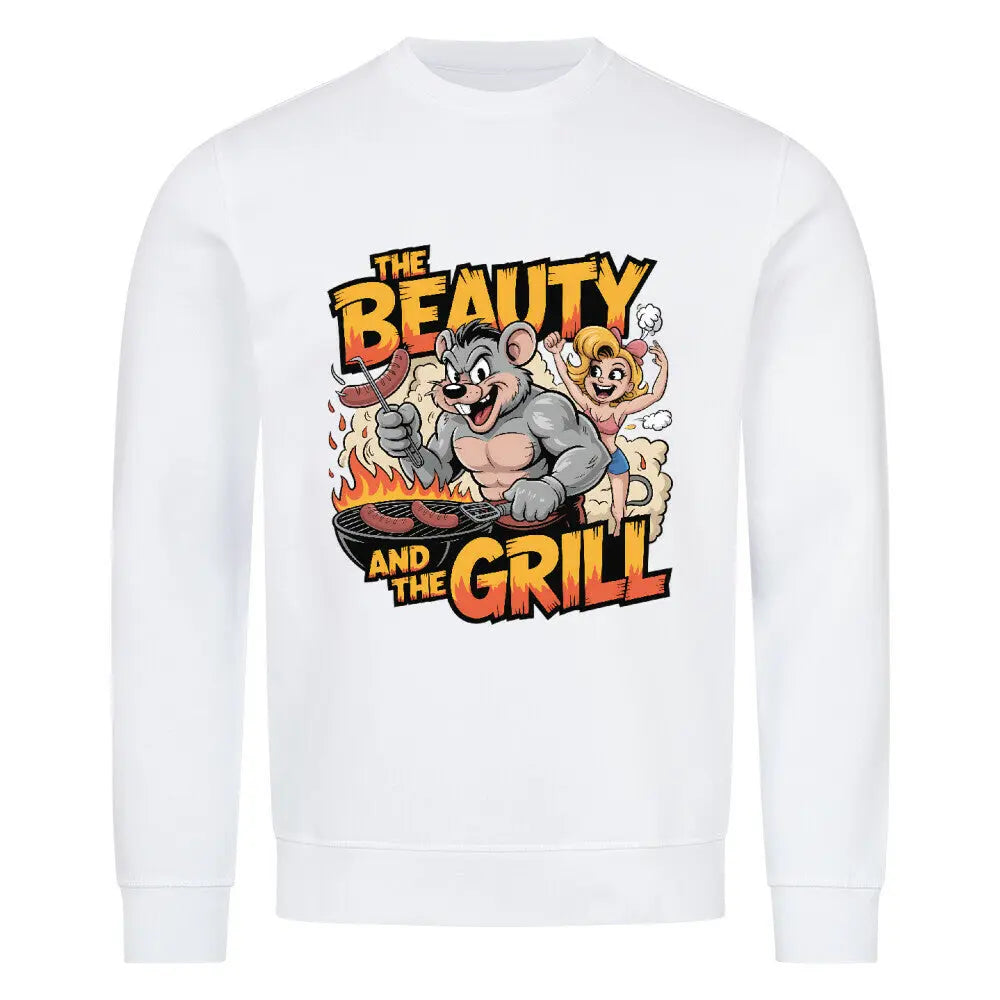 The Beauty and the Grill – Premium Organic Sweatshirt – Motivdruck in Weiß