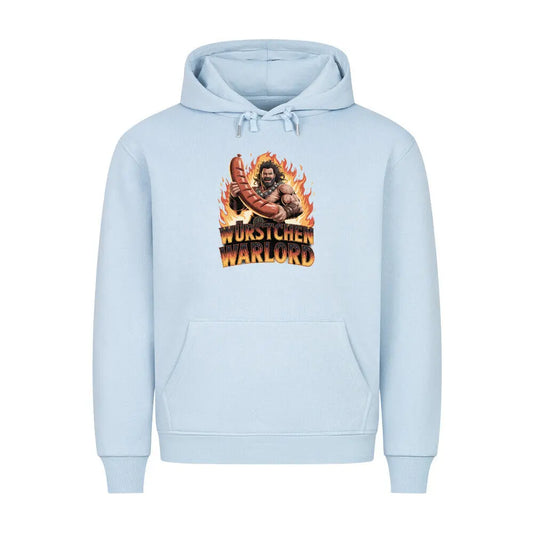 WÜRSTCHEN WARLORD – PREMIUM HOODIE – Motivdruck in Babyblau
