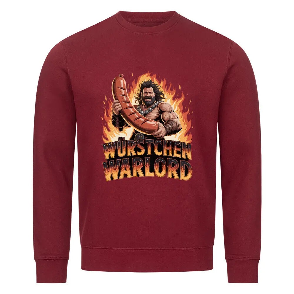 WÜRSTCHEN WARLORD – PREMIUM ORGANIC SWEATSHIRT – Motivdruck in Burgunder