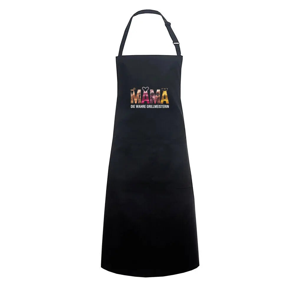 MAMA – Die wahre Grillmeisterin – Grillschürze – Motivdruck in Schwarz