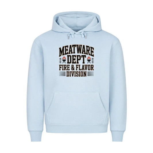 MEATWARE DEPT – Fire & Flavor Division Hoodie – Motivdruck in Babyblau
