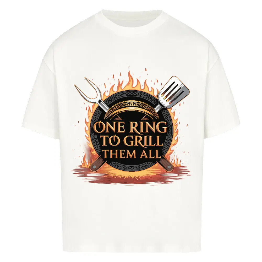 One Ring to Grill Them All – Oversized Shirt – Motivdruck in Weiß