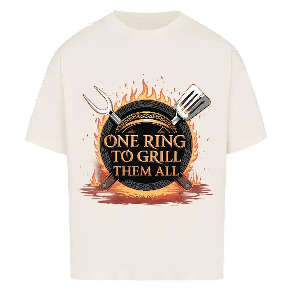 One Ring to Grill Them All – Oversized Shirt – Motivdruck in Natural Raw