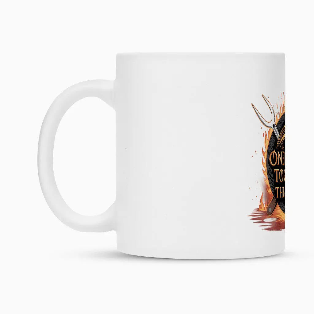 ONE RING TO GRILL THEM ALL – Die epische Grill-Tasse für wahre BBQ-Legenden – Motivdruck in Weiß, weitere Ansicht