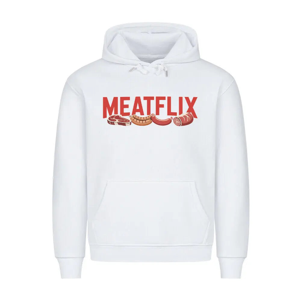 MEATFLIX – Premium Hoodie – Motivdruck in Weiß