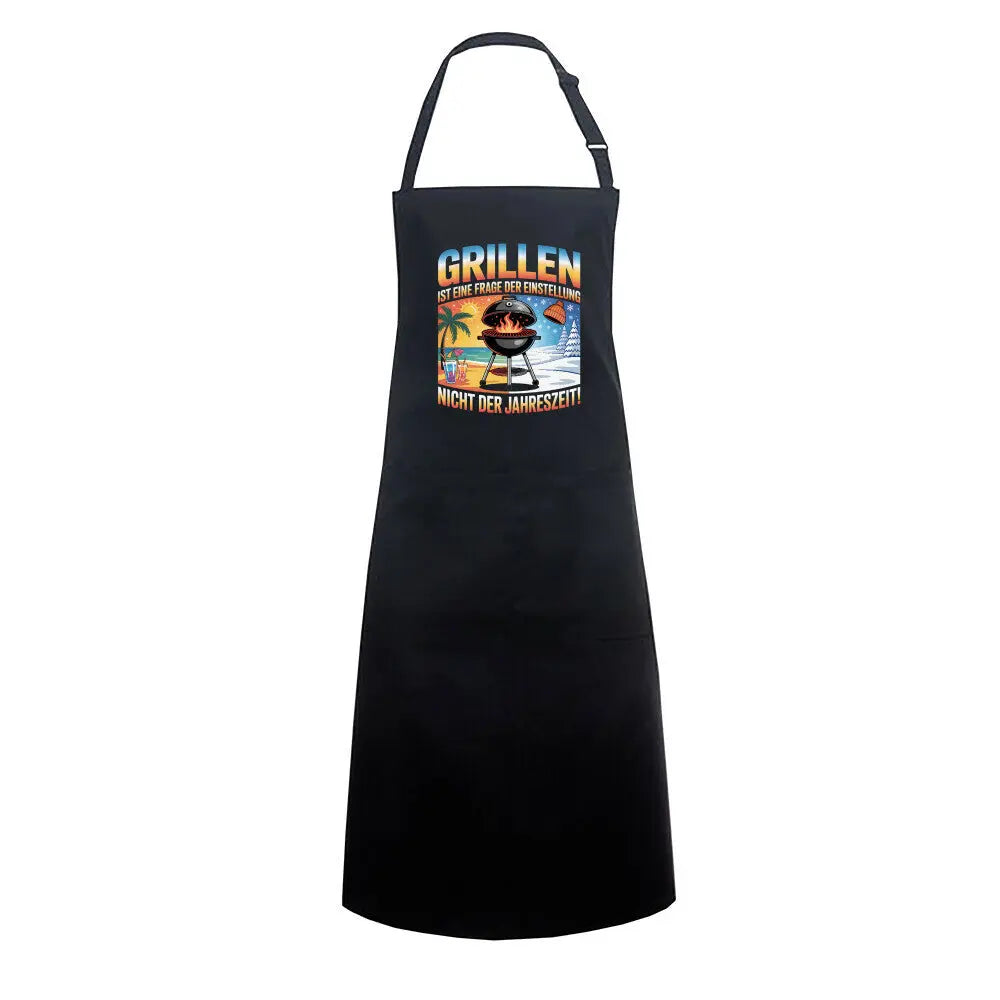 Grillen ist keine Jahreszeit – Grillschürze – Motivdruck in Schwarz
