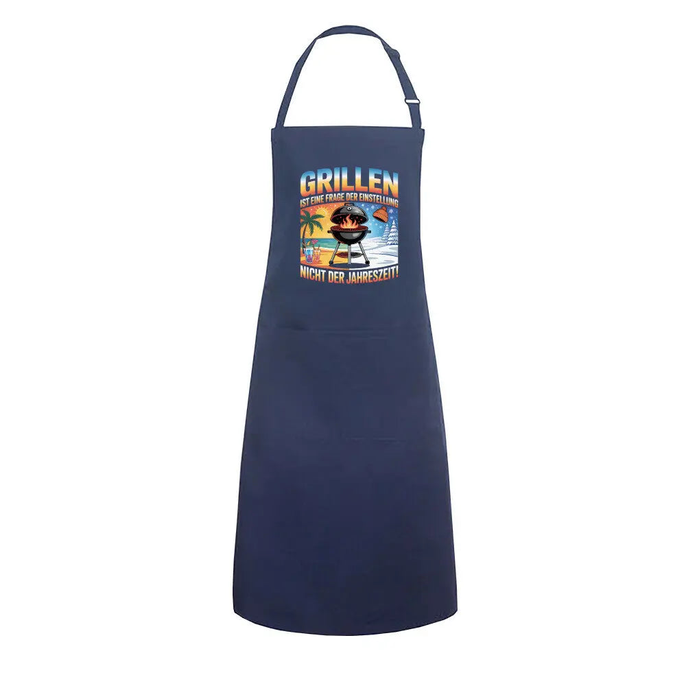 Grillen ist keine Jahreszeit – Grillschürze – Motivdruck in Navy