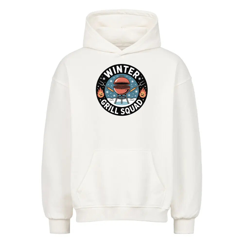 Winter Grill Squad – Oversized Hoodie – Motivdruck in Weiß