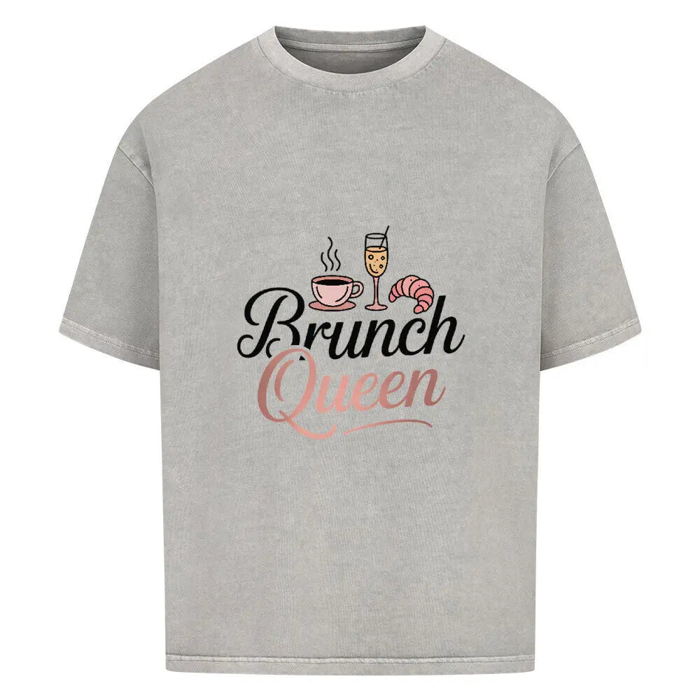 Brunch Queen - Oversized Shirt – Motivdruck in Washed Grey