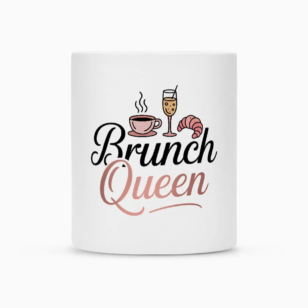 Brunch Queen - Keramiktasse – Motivdruck in Weiß