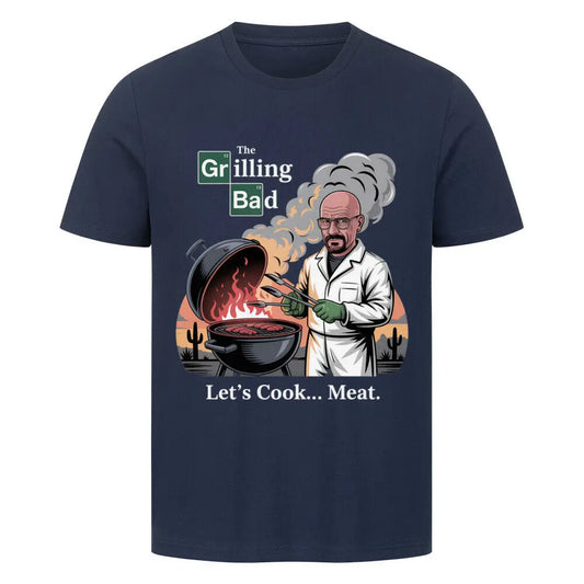 Grilling Bad – Let’s Cook Meat - Premium T-Shirt – Motivdruck in French Navy