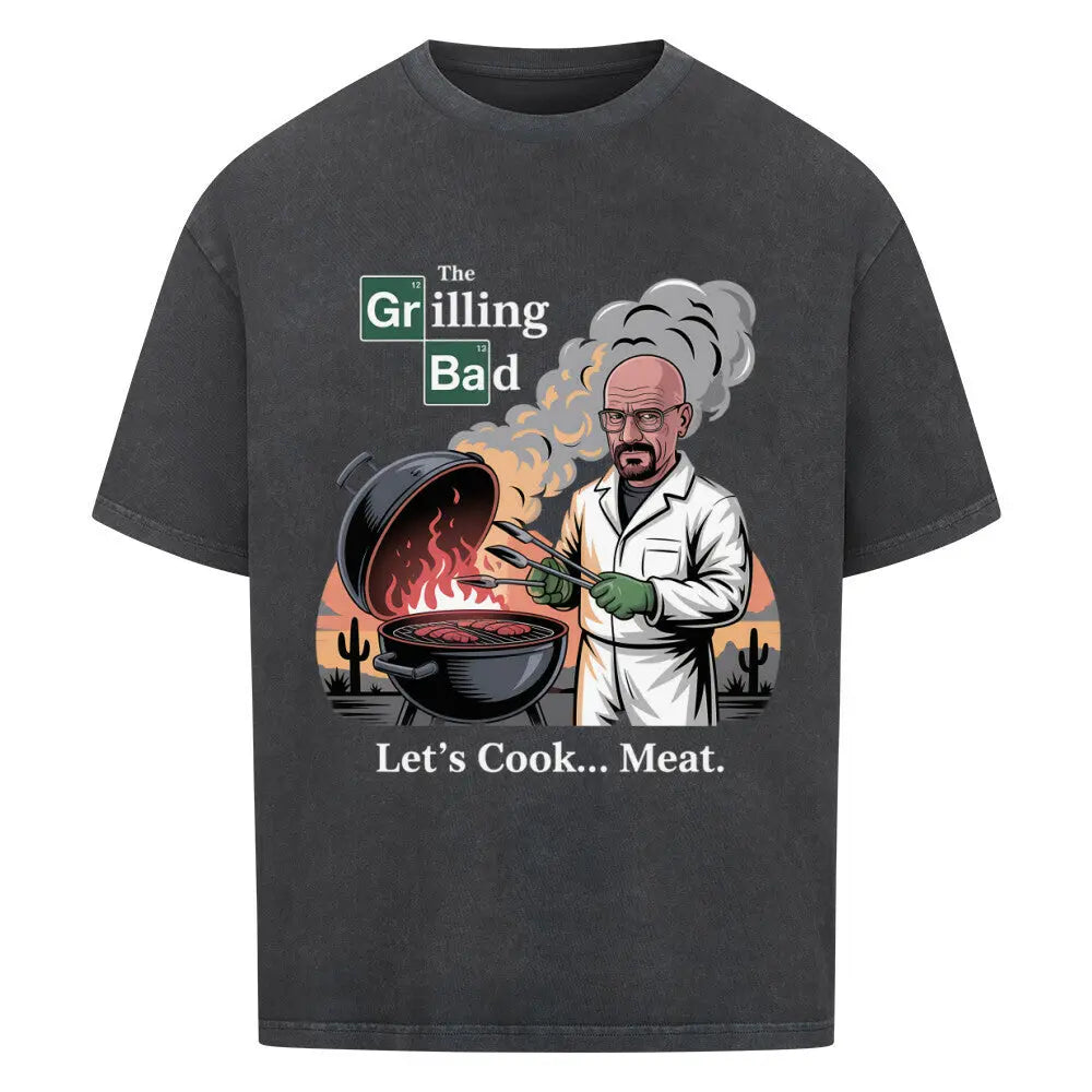 Grilling Bad – Let’s Cook Meat - Oversized Shirt – Motivdruck in Washed Black