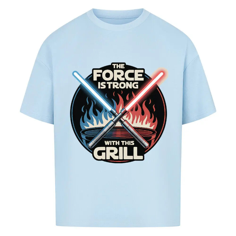 The Force Is Strong With This Grill – Oversized Shirt – Motivdruck in Babyblau