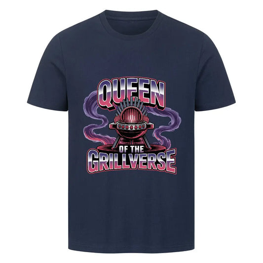 Queen of the Grillverse – Premium T-Shirt – Motivdruck in French Navy
